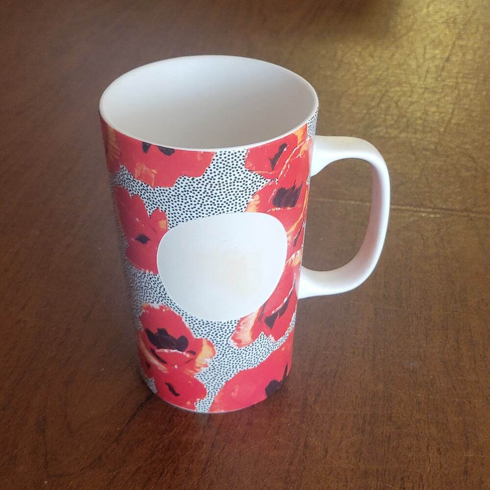 Starbucks 2015 Dot Collection Red Poppy Floral Polka Dot Ceramic Coffee Mug 16oz